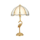 Golden flamingo peacock feather beveled glass table lamp bedroom