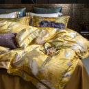 Golden floral satin jacquard bedding set bedroom duvet cover