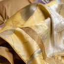 Golden floral satin jacquard bedding set bedroom duvet cover