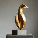 Golden geometric tree hole sculpture on volcanic rock living room decor