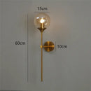 Golden glass ball led wall light bedroom brass sconce