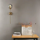 Golden glass ball led wall light bedroom brass sconce