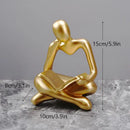 Golden glossy abstract thinker resin figurine office decor
