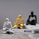 Golden glossy abstract thinker resin figurine office decor