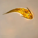 Golden handwoven bamboo led fish wall light living room decor