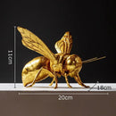 Golden honeybee insect statue living room metallic decor