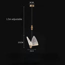 Golden iridescent crystal butterfly pendant lamp bedroom lighting