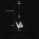 Golden iridescent crystal butterfly pendant lamp bedroom lighting