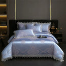 Golden jacquard cotton bedding set bedroom lace floral duvet cover