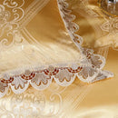 Golden jacquard cotton bedding set bedroom lace floral duvet cover