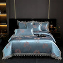 Golden jacquard cotton bedding set bedroom lace floral duvet cover