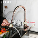 Golden jade & diamond handle kitchen faucet with swivel pull