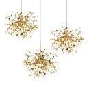 Golden leaf pendant light dining room intricate branch hanging lamp