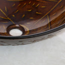 Golden leaf vessel sink set brown glass bathroom decor
