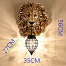 Golden lion head king crystal wall lamp for bedroom cage pendant