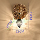 Golden lion head king crystal wall lamp for bedroom cage pendant