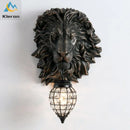 Golden lion head king crystal wall lamp for bedroom cage pendant