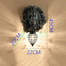 Golden lion head king crystal wall lamp for bedroom living room