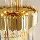 Golden luxury spiral crystal chandelier staircase multi tier light