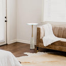 Golden Marble & Metal Table with Pedestal Base