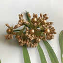 Golden metallic berry stamen green plant foliage for living room decor