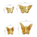 Golden metallic butterfly wall decoration set for living room