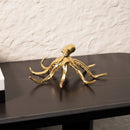 Golden octopus metal sculpture living room decor figurine