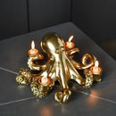 Golden octopus sculpture candle holder for dining room decor