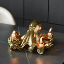 Golden octopus sculpture candle holder for dining room decor