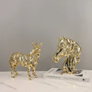 Golden openwork animal sculpture tiger figurine living room decor