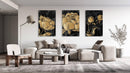 Golden Peonies Set of 3 Prints Modern Wall Art Modern Artwork