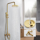 Golden polished shower head with handheld spray bathroom system
