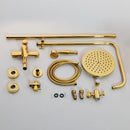 Golden polished shower head with handheld spray bathroom system