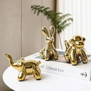Golden porcelain balloon animal desk ornament living room decor