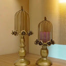 Golden rose birdcage style ornament dining room candle holder