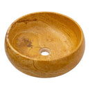 Golden Sienna Travertine Natural Stone Vessel Sink - Filled and Polished 16x6 in
