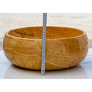 Golden Sienna Travertine Natural Stone Vessel Sink - Filled and Polished 16x6 in