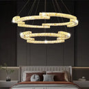Golden spiral circular crystal pendant light for living room