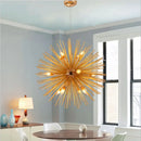 Golden starburst ball pendant lamp for living room light