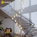 Golden teardrop crystal staircase chandelier for living room