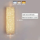 Golden textured glass wall lamp with crystal beads living room