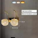 Golden textured glass wall lamp with crystal beads living room
