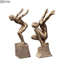 Golden thinker bodybuilder resin sculpture for office desk decor