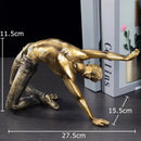 Golden thinker bodybuilder resin sculpture for office desk decor