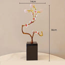 Golden tree pink & white metal decor figurine living room sculpture