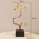 Golden tree pink & white metal decor figurine living room sculpture