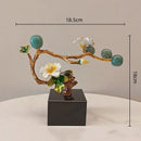 Golden tree plum blossom porcelain sculpture living room decor