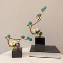 Golden tree plum blossom porcelain sculpture living room decor