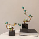 Golden tree plum blossom porcelain sculpture living room decor