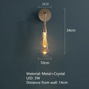 Golden water droplets crystal wall lights bedroom sconce